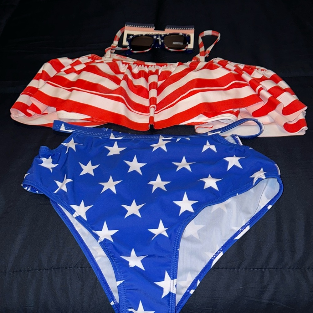 NWT red white and blue 2 piece